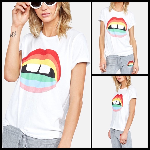 Lauren Moshi Tops - LAUREN MOSHI 🌈 Edda Gap Mouth Tee NWOT